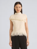 Proenza Schouler Front cropped image of model wearing Frida Top in Wool Boucle in Off White