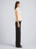 Proenza Schouler Side full length image of model wearing Frida Top in Wool Boucle in Off White