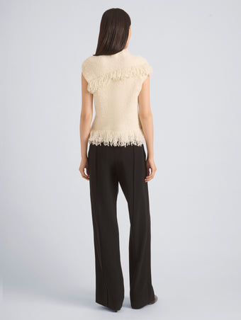 Proenza Schouler Back full length image of model wearing Frida Top in Wool Boucle in Off White