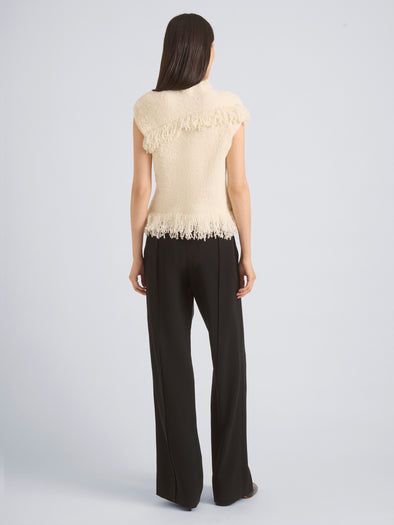 Proenza Schouler Back full length image of model wearing Frida Top in Wool Boucle in Off White
