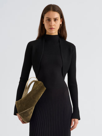 Proenza Schouler Front cropped image of model wearing Giorgia Jacket in Compact Rib in Black