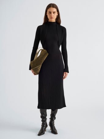 Proenza Schouler Front full length image of model wearing Giorgia Jacket in Compact Rib in Black