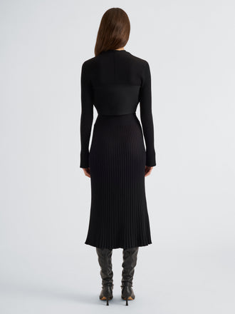 Proenza Schouler Back full length image of model wearing Giorgia Jacket in Compact Rib in Black