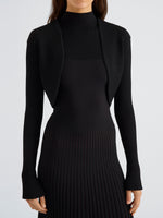 Proenza Schouler Detail image of model wearing Giorgia Jacket in Compact Rib in Black