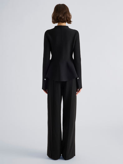 Proenza Schouler Back full length image of model wearing Dasha Jacket in Compact Viscose in Black