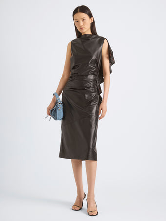 Proenza Schouler Front On Model Image of RANIA DRESS IN NAPPA in Black