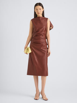 Proenza Schouler Front On Model Image of RANIA DRESS IN NAPPA in Sienna