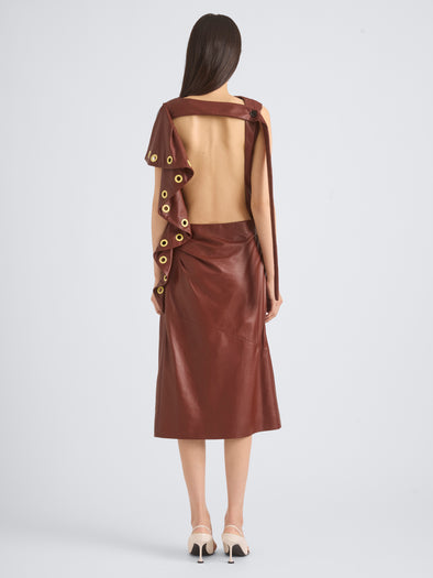 Proenza Schouler Back On Model Image of RANIA DRESS IN NAPPA in Sienna