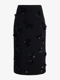 Proenza Schouler Still Life image of Moira Skirt in Embroidered Compact Crepe in Black