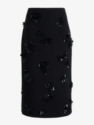Proenza Schouler Still Life image of Moira Skirt in Embroidered Compact Crepe in Black