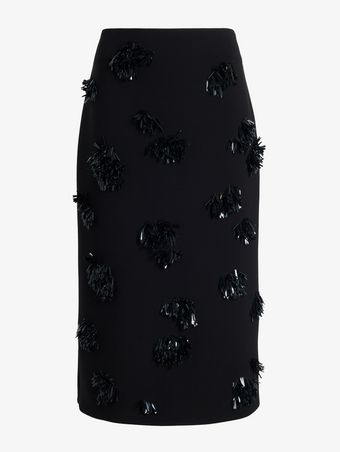 Proenza Schouler Still Life image of Moira Skirt in Embroidered Compact Crepe in Black