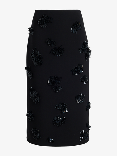 Proenza Schouler Still Life image of Moira Skirt in Embroidered Compact Crepe in Black
