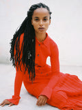 Proenza Schouler Campaign image of Rosario Dress in Textured Merino Wool 
