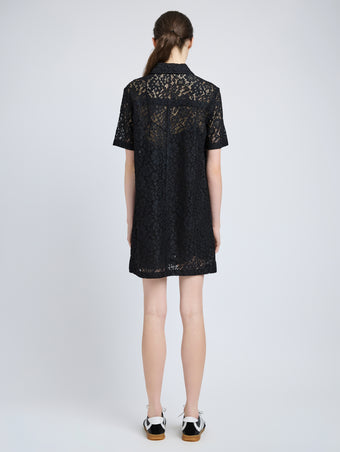 Proenza Schouler back image of model wearing Rainer Dress in Stretch Lace in black