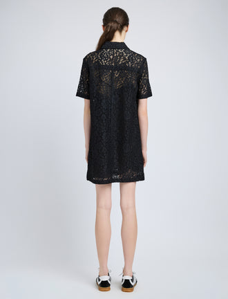 Proenza Schouler back image of model wearing Rainer Dress in Stretch Lace in black