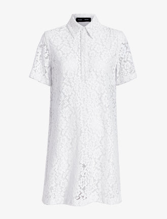 Proenza Schouler flat image of Rainer Dress in Stretch Lace in off white