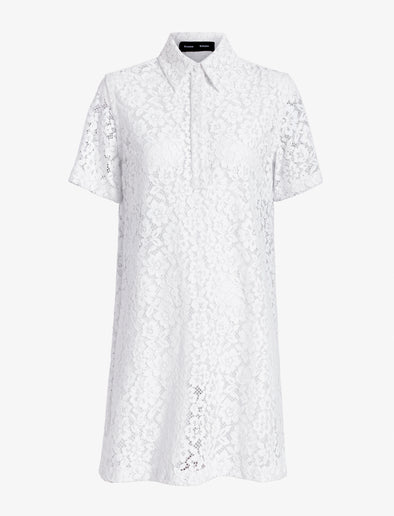 Proenza Schouler flat image of Rainer Dress in Stretch Lace in off white