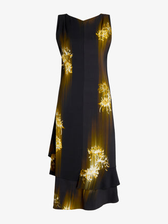 Proenza Schouler Still Life Image of Rhetta Dress in Printed Viscose Cady in Black Multi