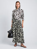 Proenza Schouler Full Length Front Image of model wearing Runa Skirt in Printed Soft Twill in Black Floral
