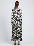 Proenza Schouler Full Length Back Image of model wearing Runa Skirt in Printed Soft Twill in Black Floral