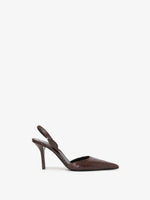 Front image of Slash Slingback Pumps in Embossed Python in CHOCOLATE