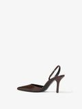 3/4 Back image of Slash Slingback Pumps in Embossed Python in CHOCOLATE