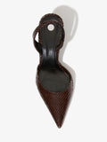 Aerial image of Slash Slingback Pumps in Embossed Python in CHOCOLATE