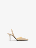 Proenza Schouler side image of Slash Slingback Pumps in Spazzolato Leather in camel