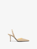 Proenza Schouler side image of Slash Slingback Pumps in Spazzolato Leather in camel