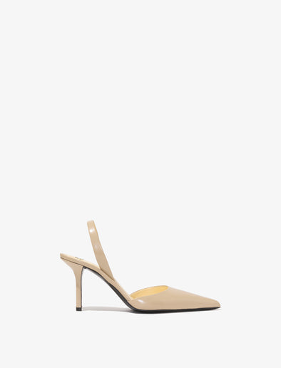 Proenza Schouler side image of Slash Slingback Pumps in Spazzolato Leather in camel