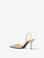 Proenza Schouler back 3/4 image of Slash Slingback Pumps in Spazzolato Leather in camel