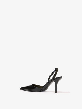 Proenza Schouler back 3/4 image of Slash Slingback Pumps in Spazzolato Leather in black