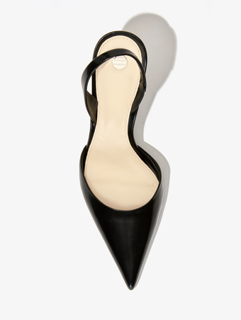 Proenza Schouler aerial image of Slash Slingback Pumps in Spazzolato Leather in black
