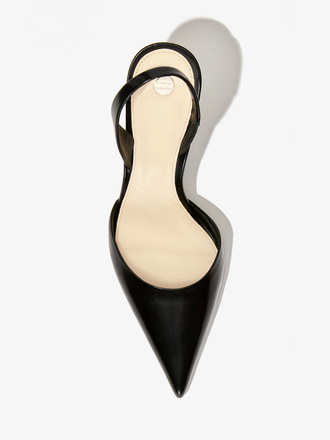 Proenza Schouler aerial image of Slash Slingback Pumps in Spazzolato Leather in black