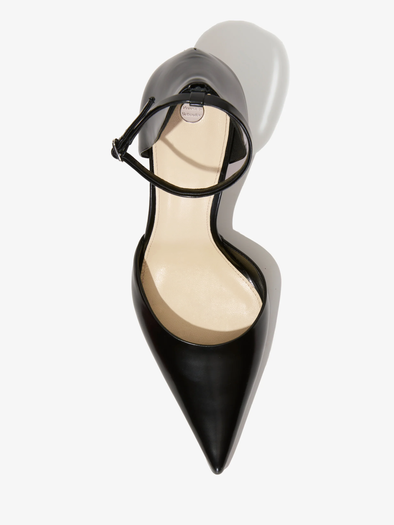 Proenza Schouler Aerial image of Slash Ankle Strap Pumps in Spazzolato Leather in black