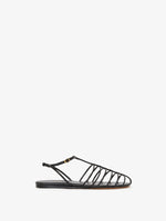 Front image of Tee Cage Flat Sandals in BLACK