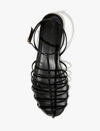 Aerial image of Tee Cage Flat Sandals in BLACK