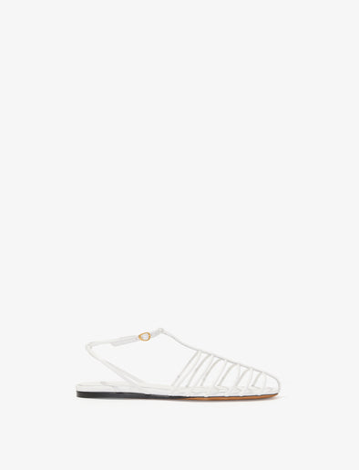 Front image of Tee Cage Flat Sandals in WHITE