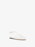 3/4 Front image of Tee Cage Flat Sandals in WHITE