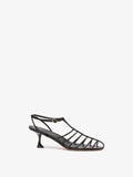 Front image of Tee Cage Sandals in BLACK