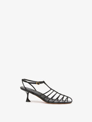 Front image of Tee Cage Sandals in BLACK