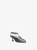 3/4 Front image of Tee Cage Sandals in BLACK