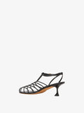 3/4 Back image of Tee Cage Sandals in BLACK