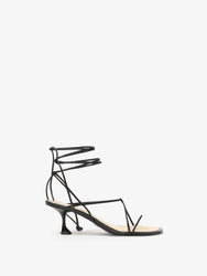 Front image of Tee Ankle Strap Sandals in BLACK