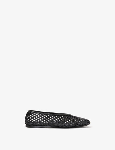Front image of Tee Perforated Ballerina Flats in BLACK