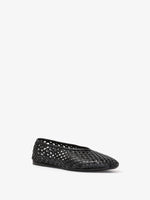 3/4 Front image of Tee Perforated Ballerina Flats in BLACK