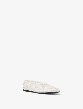 3/4 Front image of Tee Perforated Ballerina Flats in IVORY