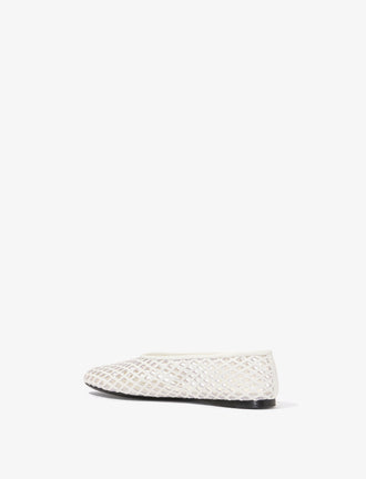 3/4 Back image of Tee Perforated Ballerina Flats in IVORY