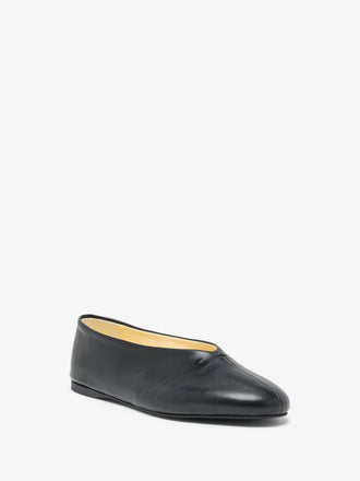 Proenza Schouler front 3/4 image of Tee Ballet Flats in Nappa in black