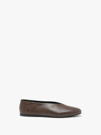 Proenza Schouler side image of Tee Ballet Flats in Nappa in mahogany